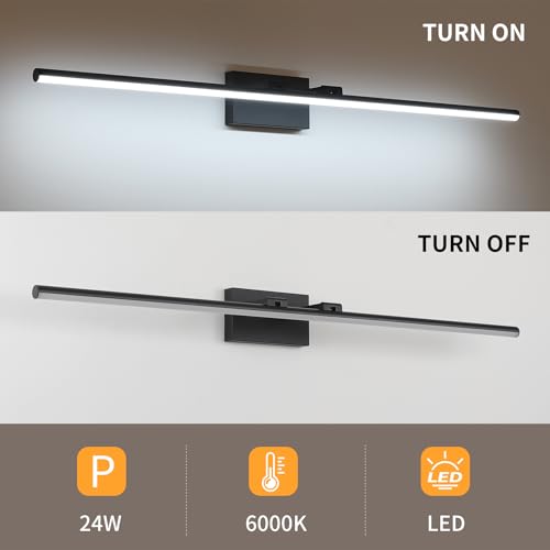 LED Bathroom Vanity Light, Modern Bathroom Light Fixture Over Mirror (Cool White 6000K), Vanity Light Bar with Angle Adjustable, 48 Inch, Black - color: Black-Cool White, size: 48 inch