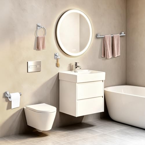 5 Pieces Bathroom Hardware Accessories Set Brushed Nickel Towel Bar Set Stainless Steel Towel Racks for Bathroom,Wall-Mounted 23.6 inch - color: Brushed Nickel