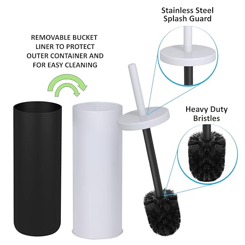 Deep & Sturdy Toilet Bowl Brush with Holder - Durable Scrubbing - Toilet Cleaners - Household Essentials - Bathroom Cleaner - Cleaning Supplies - Household Supplies, Matte White - color: Matte White Reese