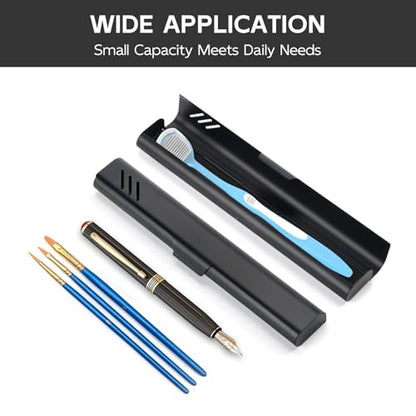 Travel Toothbrush Case, Portable Toothbrush Holder, Durable Aluminum Toothbrush Storage Box, Small Breathable Manual Toothbrush Container for Traveling, School, Camping, Business Trip - Black - color: Black
