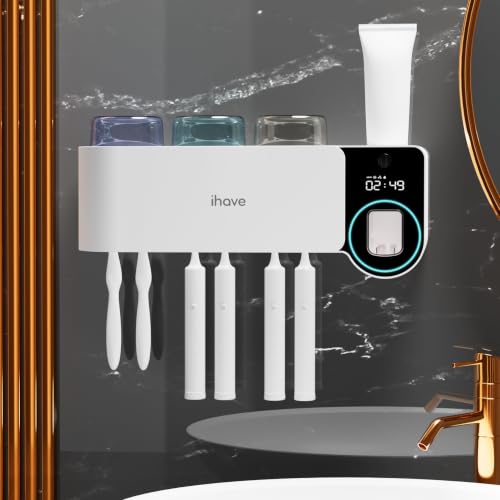 iHave Toothbrush Sanitizer Holder with Auto Toothpaste Dispenser Wall Mount