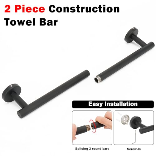NearMoon Bath Towel Bar, Thicken Stainless Steel Shower Towel Rack Holder Wall Mounted for Bathroom,18-lnch Overall Length-16-lnch Usable Hanging Space (1 Pack, Matte Black) - color: Matte Black, size: 18 Inch