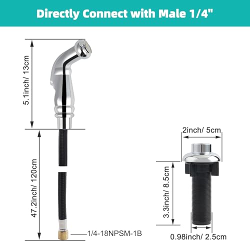 Universal Fit Kitchen Faucet Sprayer Attachment/Hose/Holder Set, Chrome | NSF/ANSI/CAN 372 Certified, With 3 Adapters Compatible with Moen/Delta Faucet Sprayer Replacement, Kitchen Sink Side Head - color: Chrome, style: Sprayer Head/Hose/Holder Set