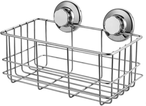 Strong Suction Cups Deep Shower Caddy Bath Shelf Rust-Free Stainless Steel Basket Shampoo Conditioner Holder for Bathroom Kitchen Tidy Organizer