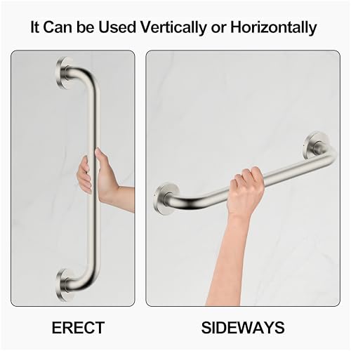 16 Inch Grab Bar 304 Stainless Steel Anti-Slip Bathroom Safety Handrail Wall Mount Assist Grip for Elderly Handicap Bathtub Shower Toilet,GB-4023-BN,Brushed Nickel - color: Brushed Nickel