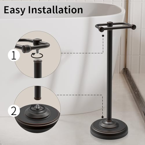 Toilet Paper Holder Stand, Freestanding Toilet Paper Holder,Farmhouse Post Pivoting Toilet Paper Stand with Stable Weighted Base,Stainless Steel Tissue Roll Holder Stand for Bathroom,Oil Rubbed Bronze - color: Oil Rubbed Bronze