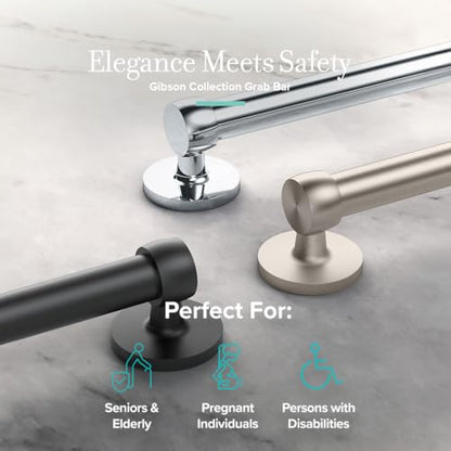Gatco 622MX Gibson 24" L Grab Bar, Matte Black/ADA Compliant Stainless Steel Safety Grab Bar for Bathroom - color: Matte Black, size: 24"L