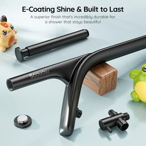 Dual Shower Head System- Double Showerheads for Couples - Black | Two People 2 Person Gifts for Women Men - Thicker 304 Stainless Steel, High Pressure, Adjustable, Bathroom Upgrade, SPA-Like - color: Black