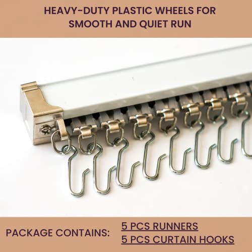 Jos & Haz MF016W-Curtain Track Accessories (5 Pack Runners) - color: White, size: 5 PACK RUNNERS