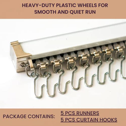 Jos & Haz MF016W-Curtain Track Accessories (5 Pack Runners) - color: White, size: 5 PACK RUNNERS