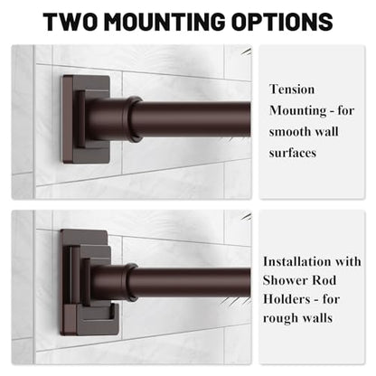 UIOSANRT Brown Shower Curtain Rod 31-55 inches, Stainless Steel Shower Rod & Tension Rod, Adjustable Tension Shower Rod for Bathroom, Windows, Closet - color: Brown, size: 31"-55"