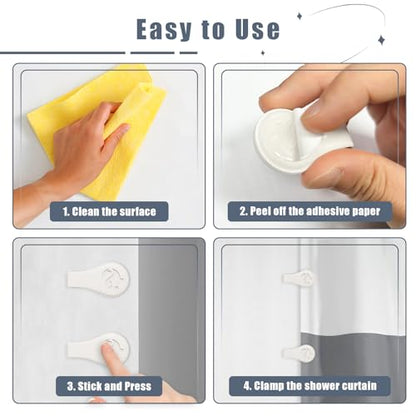 Magnetic Silicone Shower Curtain Clips for Liner 3 Packs (White) | Self Adhesive, Windproof Splash Holders, Prevent Water Splashing Out, Shower Curtains Keeper, Keep Curtain Closed to Wall - size: 1.8"W x 3.3"L (Pack of 3)