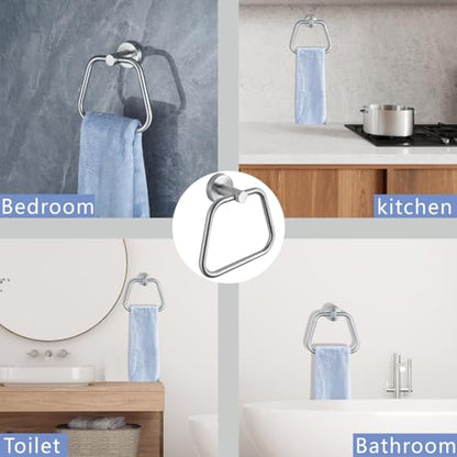 Bath Towel Ring, Bathroom Hardware Towel Holder, Chrome Towel Ring for Bathroom, Modern Trapezoid Wall Mounted Towel Hanger, 304 Stainless Steel (Brushed Nickel) - color: Brushed Nickel