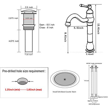 360° Swivel Single Handle One Hole Bathroom Vessel Sink Faucet Matching Pop Up Drain Without Overflow Brushed Nickel - color: Brushed Nickel, size: Vessel