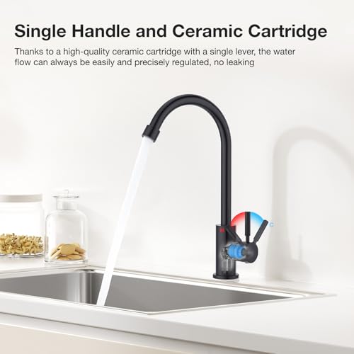 CREA Matte Black Faucet for Kitchen Bar Outdoor Sink 1 Hole 3Holes(with Deck Plate)，High Arc 360°Swivle Single Handle Tap Brushed 304 Stainless Steel - color: Black, style: Mixed water pipe