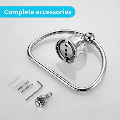WOLIBEER Towel Ring,Crystal Hand Towel Holder,Round Towel Ring for Bathroom Wall Mounted Towel Hanger Bling Bathroom Accessories - size: Half-Round