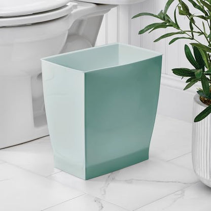 iDesign Small Plastic Bathroom Trash Can, Slim Rectangle Soft Aqua Blue | For Bedroom, Office, Dorm - color: Soft Aqua Blue, style: Pack of 1