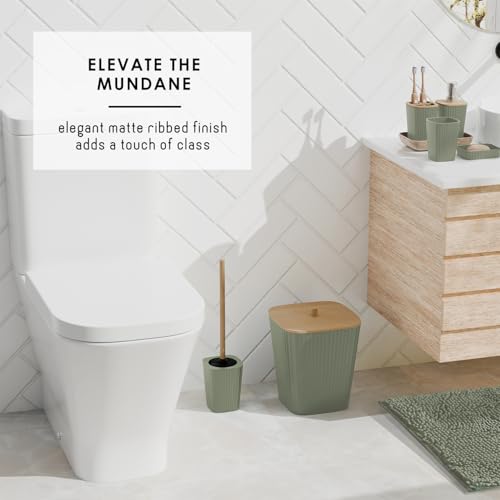 Clara Clark Bathroom Accessories Set - Bathroom Set, Bathroom Sets with Shower Curtain and Rugs, Shower Curtain Set with Trash Can - Sage Green - 22PC | 22 Piece Sage Green Bathroom Accessories Set with Toothbrush Holder, Soap Dispenser, Soap Dish, Toilet