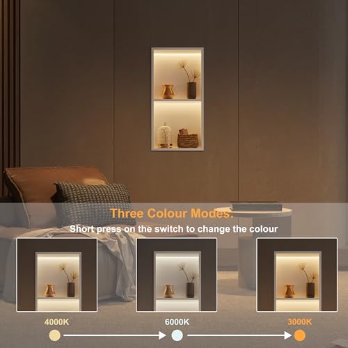 White 2-Tier 3 CCT LED Niche, 12"x24" No-Tile Shower Storage | shower niche with 3-Temperature LED Strip Light (4000K/6000K/3000K),Waterproof, Sturdy&Durable,304 Stainless Steel Wall Niche - color: White, size: 12X24In