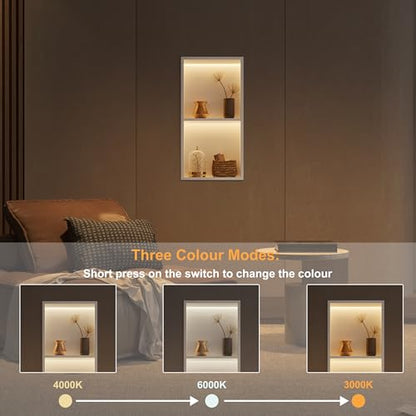 White 2-Tier 3 CCT LED Niche, 12"x24" No-Tile Shower Storage | shower niche with 3-Temperature LED Strip Light (4000K/6000K/3000K),Waterproof, Sturdy&Durable,304 Stainless Steel Wall Niche - color: White, size: 12X24In