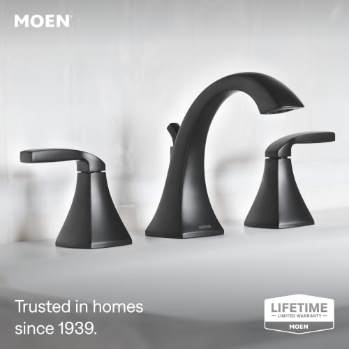 Moen Voss Matte Black Two-Handle Widespread Bathroom Faucet Trim Kit, Valve Included, TV6905BL - color: Matte Black