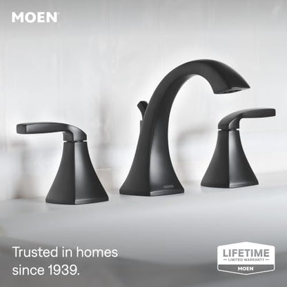 Moen Voss Matte Black Two-Handle Widespread Bathroom Faucet Trim Kit, Valve Included, TV6905BL - color: Matte Black