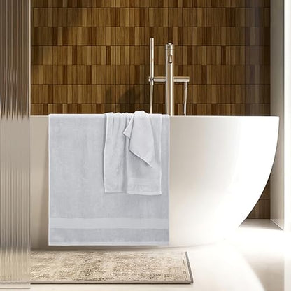 8 Piece Towel Set 100% Ring Spun Cotton, 2 Bath Towels 27x54, 2 Hand Towels 16x28 and 4 Washcloths 13x13 - Ultra Soft Highly Absorbent Machine Washable Hotel Spa Quality - Light Grey - color: Light Grey, size: 8 Piece Towel Set