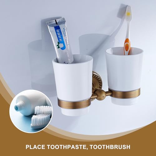 Antique Bronze Double Toothbrush Holder for Bathroom Tumble Holder Wall Mounted - color: Double Toothbrush Holder