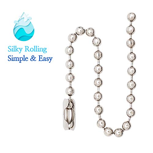Nickel Shower Curtain Hooks, 6 Inch Ball Chain Design, 12 Pack Rust-Resistant Metal Curtain Rings for Bathroom Rods, Heavy Duty 4.5mm Shower Curtain Hangers - color: Nickel, size: 6 Inch