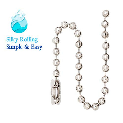 Nickel Shower Curtain Hooks, 6 Inch Ball Chain Design, 12 Pack Rust-Resistant Metal Curtain Rings for Bathroom Rods, Heavy Duty 4.5mm Shower Curtain Hangers - color: Nickel, size: 6 Inch
