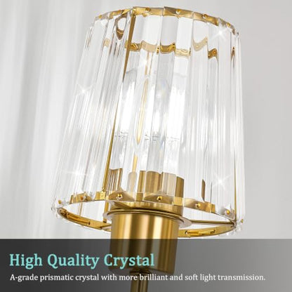 Brushed Gold Vanity Lights, 3-Light Crystal Bathroom Light Fixtures | Modern Bathroom Vanity Light E26 Wall Light over Mirror (Exclude Bulb) - color: Brushed Gold, size: 3-Light