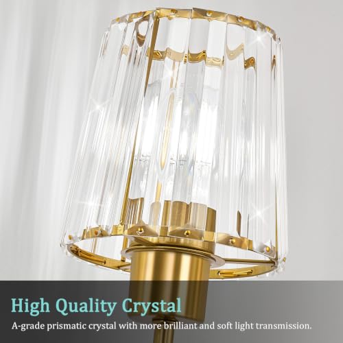 Brushed Gold Vanity Lights, 4-Light Crystal Bathroom Light Fixtures | Modern Bathroom Vanity Light E26 Wall Light over Mirror (Exclude Bulb) - color: Brushed Gold, size: 4-Light