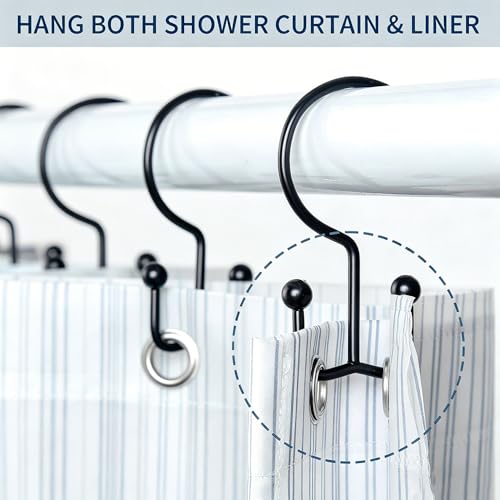 6 Pieces Shower Curtain Hooks, Double Glide Shower Rings, Gold | Double Glide Shower Rings for Bathroom Curtain Rods. Use in bathrooms. For everyday styling, parties, celebrations, weddings. - color: Gold