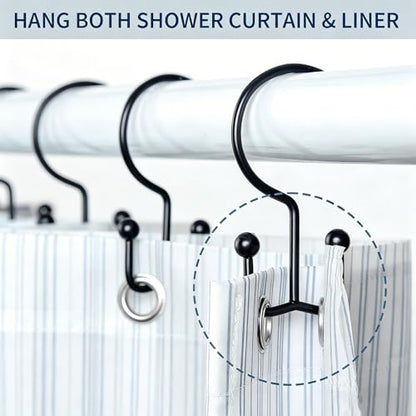 6 Pieces Shower Curtain Hooks, Double Glide Shower Rings, Gold | Double Glide Shower Rings for Bathroom Curtain Rods. Use in bathrooms. For everyday styling, parties, celebrations, weddings. - color: Gold