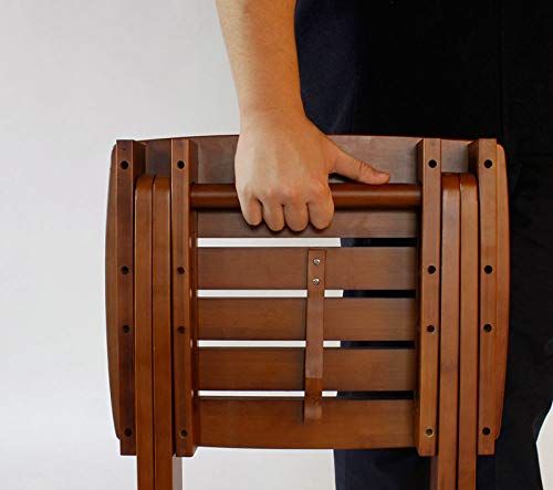 URFORESTIC Portable Shower Bench-Bamboo Folding Shower Stool Seat Chair Fully Assembled-Hold Up to 500 LBS