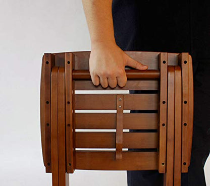 URFORESTIC Portable Shower Bench-Bamboo Folding Shower Stool Seat Chair Fully Assembled-Hold Up to 500 LBS