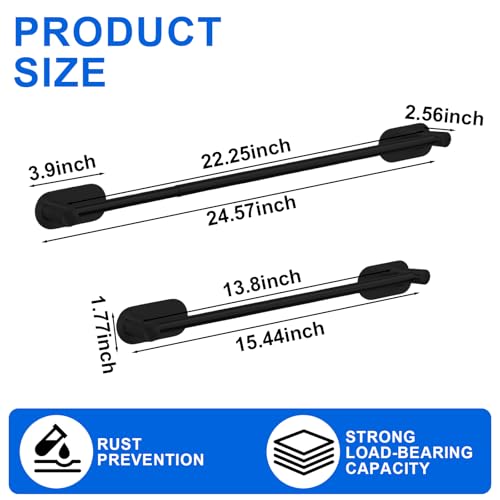 Self Adhesive Towel Bar, Adjustable 16-24" Stick Bath Towel Rack for Bathroom, SUS304 Stainless Steel No Drill Stick on Wall Bathroom Towel Holder for Home, Kitchen (1 Pack Black) - color: Black