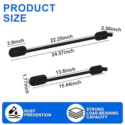 Self Adhesive Towel Bar, Adjustable 16-24" Stick Bath Towel Rack for Bathroom, SUS304 Stainless Steel No Drill Stick on Wall Bathroom Towel Holder for Home, Kitchen (1 Pack Black) - color: Black
