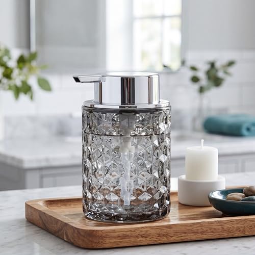 Malachi Foaming Hand Soap Dispenser, Refillable Clear Glass Foam Pump Bottle for Hand Soap, Dish Soap, Body Wash, Shampoo, Facial Cleanser & Baby Wash, Multi‑use for Bathroom, Kitchen & Commercial Use - color: Diamond Black-2