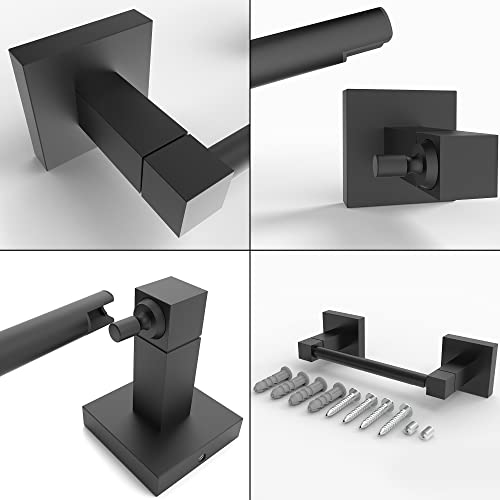 Ruacq Toilet Paper Holder Matte Black Double Post Pivoting Square Tissue Holders Roll Holder Hangers Toilet Paper Stand Stainless Steel and Zinc Alloy Modern Wall Mounted - color: Matte Black, size: Square