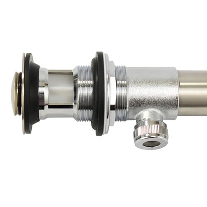 Purelux Bathroom Faucet Vanity Sink Metal Pop-Up Drain Stopper Assembly with Lift Rod and Overflow, Brushed Nickel Finish - color: Brushed Nickel