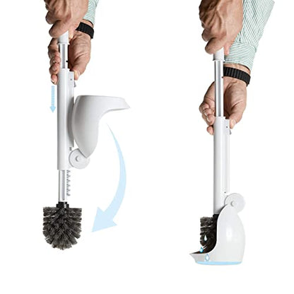 ELYPRO Toilet Brush with Holder – Drip-Free Hygienic Bathroom Scrubber with No-Drip Caddy, Built-in Spout, Fast-Drying Ventilated Design, Compact Toilet Cleaner for RV, Boat, Home – White