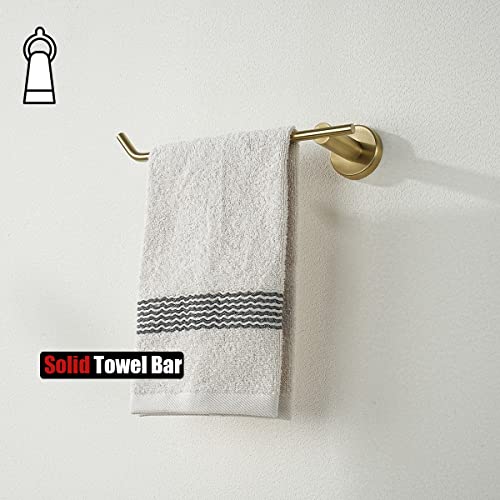 JQK Brass Gold Hand Towel Bar, Stainless Steel Towel Ring for Bathroom, 9 Inch Necklace Holder Brushed Golden Wall Mount Left Hand, TR101-BG - color: Gold, size: 9 Inch (Left)