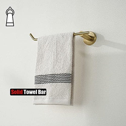 JQK Brass Gold Hand Towel Bar, Stainless Steel Towel Ring for Bathroom, 9 Inch Necklace Holder Brushed Golden Wall Mount Left Hand, TR101-BG - color: Gold, size: 9 Inch (Left)