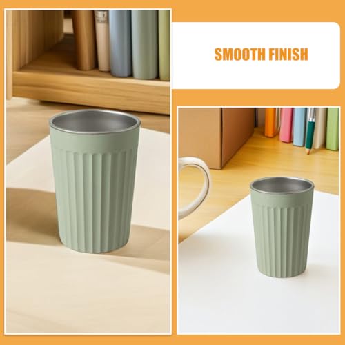 DOITOOL Toothbrush Holder Cup 350ml Stainless Steel Green Bathroom Tumbler Mouthwash Rinsing Cup Sturdy for Home Office School