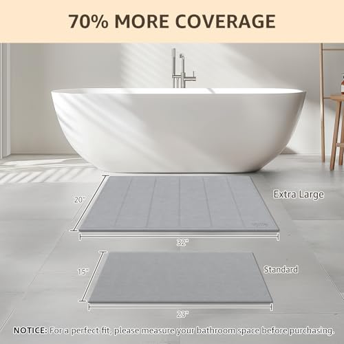 Yolife 32"x 20" Stone Bath Mat Large, Diatomaceous Earth Bath Mat for Bathroom, Super Absorbent Quick Drying Stone Shower Mat, Non-Slip Natural Diatomite Bathroom Floor Mat, Easy to Clean (Light Grey) - color: Light Grey