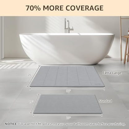 Yolife 32"x 20" Stone Bath Mat Large, Diatomaceous Earth Bath Mat for Bathroom, Super Absorbent Quick Drying Stone Shower Mat, Non-Slip Natural Diatomite Bathroom Floor Mat, Easy to Clean (Light Grey) - color: Light Grey