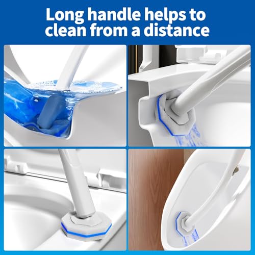 Disposable Toilet Brush Cleaning System with 50pcs Refills Pads Replacement Heads, Toilet Cleaning Stick, Wall Mounted Wand Kit Bathroom Maintenance, Toilet Bowl Cleaner Brush Holder and Set - style: Toilet brush + 50 refills