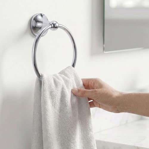 24-Inch Wall Mounted Towel Racks for Bathroom – Space Saver 4-Piece Durable Stainless Steel Bathroom Hardware Set with Towel Bar, Towel Ring, Toilet Paper Holder & Hook, Chrome