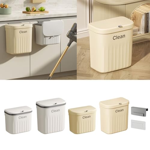 8.5L Wall Mounted Kitchen Trash Can Large Capacity Kitchen Garbage Cans with Lid Hanging Trash Bin for Bathroom Decor